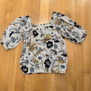 Evereve Adina Square Neck Floral Blouse XS
